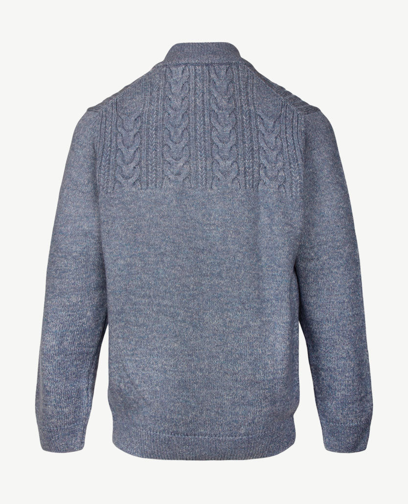 Baileys - Herenpolo met rits - Gebreid - Kabel - Rafblauw mêlée