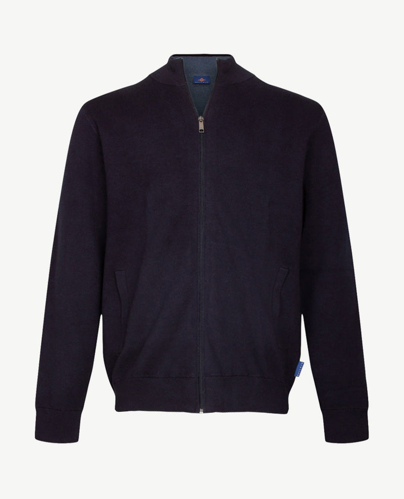 Baileys  - Vest - Gebreid - Met rits en zakken - Navy met blauw