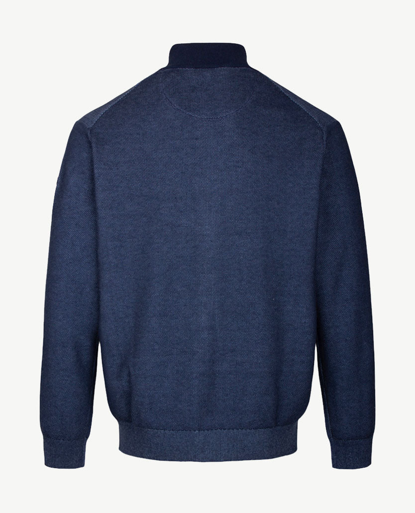 Baileys  - Vest - Gebreid - Met rits en zakken - Two tone - Navy met rafblauw