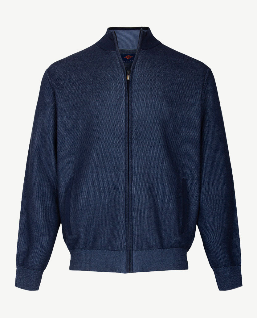 Baileys  - Vest - Gebreid - Met rits en zakken - Two tone - Navy met rafblauw