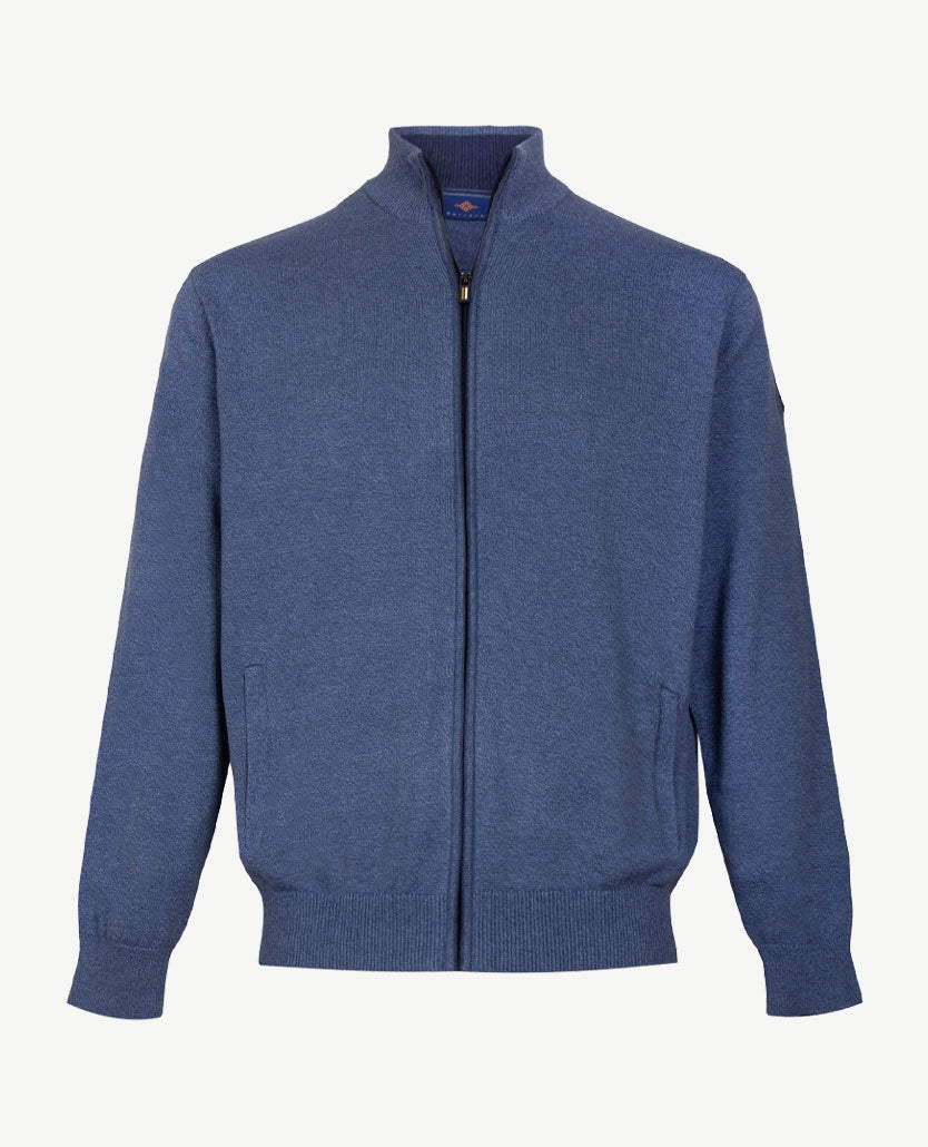 Baileys  - Vest - Gebreid - Met rits en zakken - Mêlée - Licht kobalt