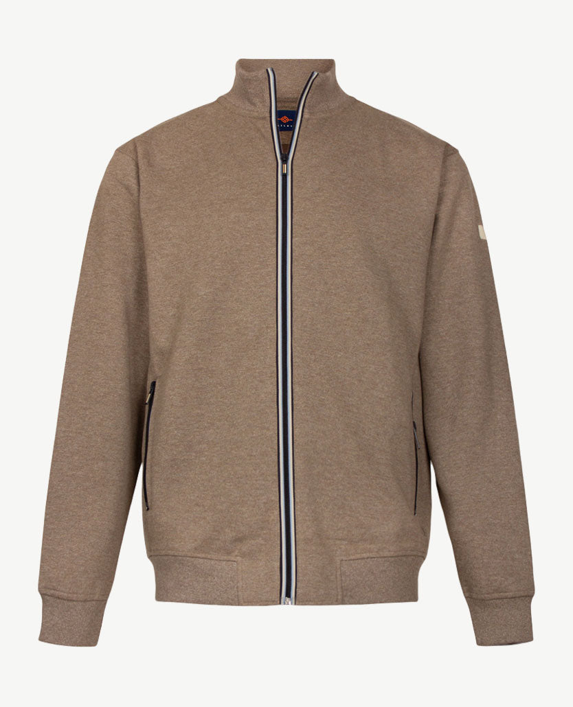 Baileys  - Vest - Met rits - Sweat - Licht taupe met navy, off white en blue