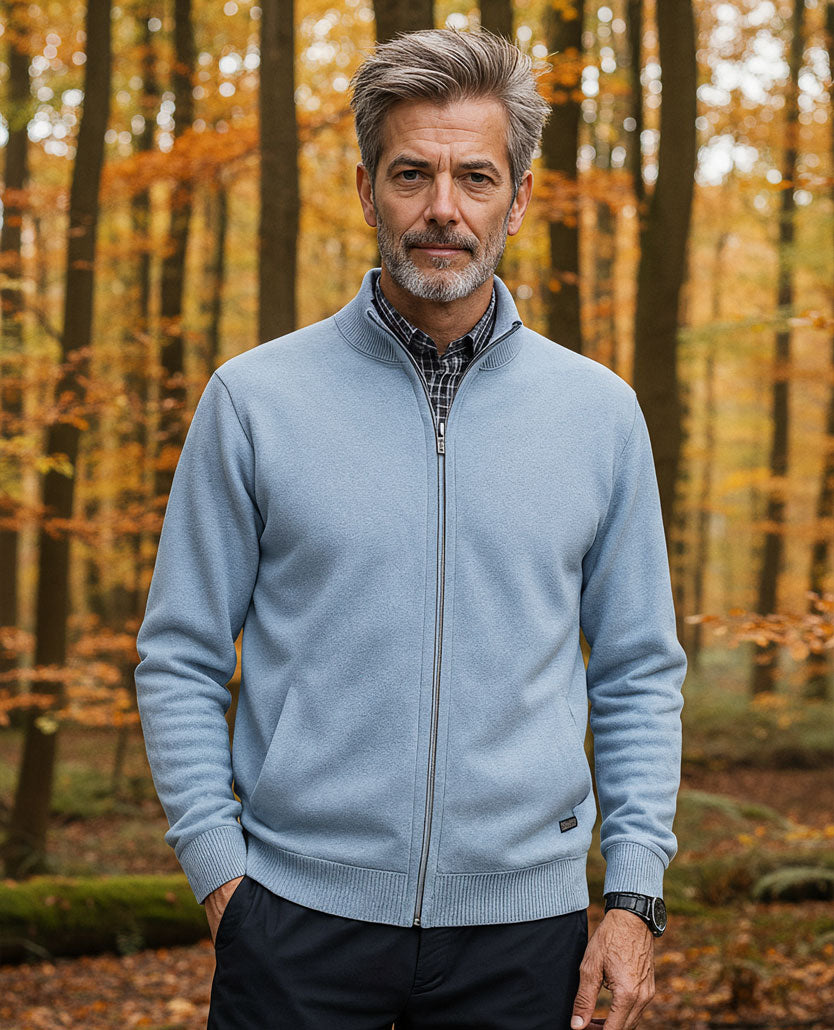 Baileys  - Vest - Gebreid - Met rits en zakken - Licht blauw