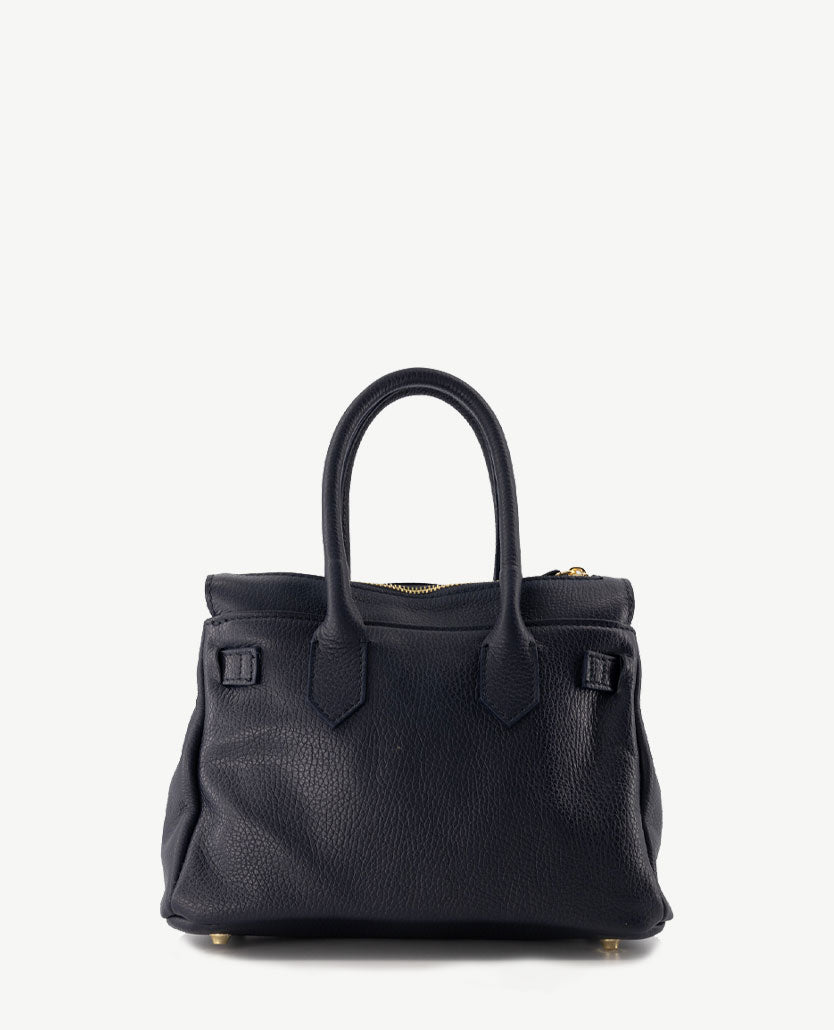 Tas - Birdie Klein - Leer - Navy achterkant