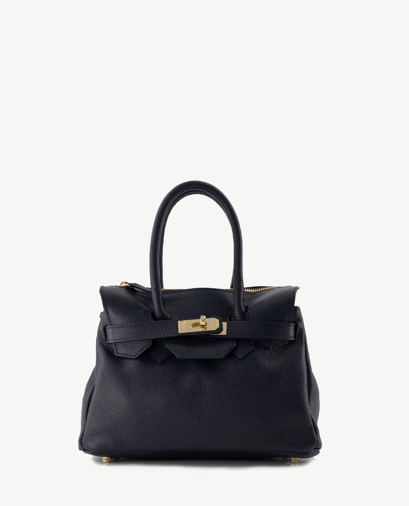 Tas - Birdie Klein - Leer - Navy voorkant