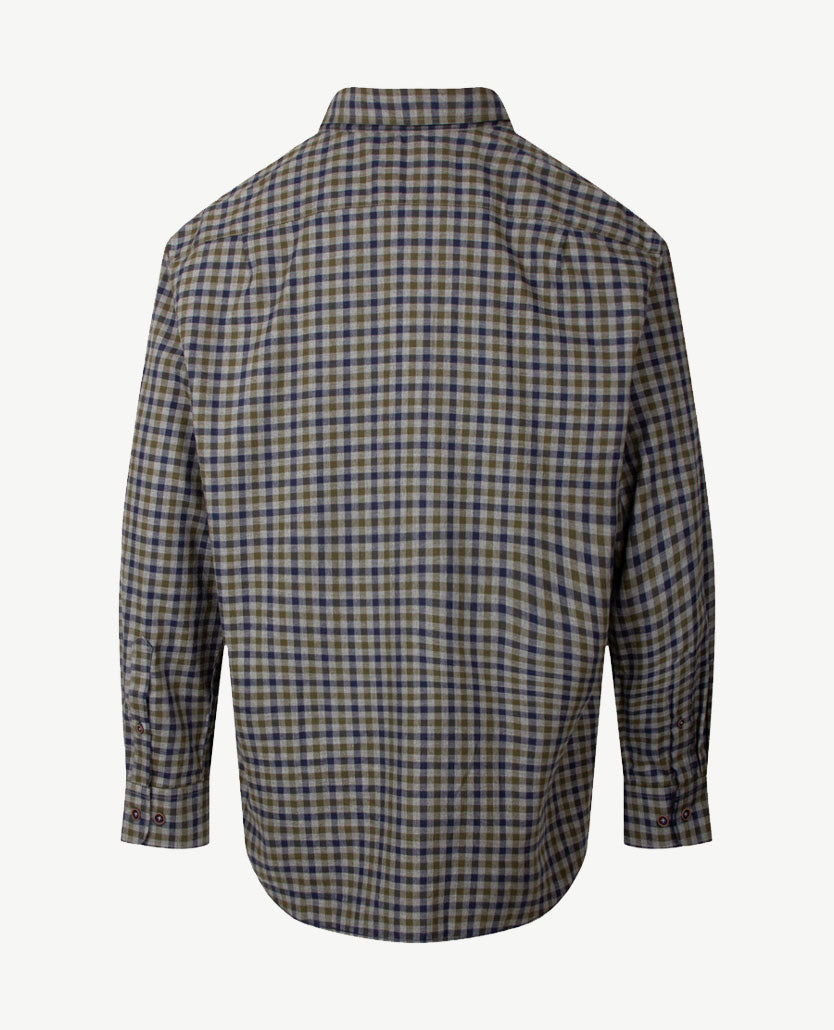 Brax - Overhemd - Daniel - Flanel - Ruitje navy, grijs en khaki
