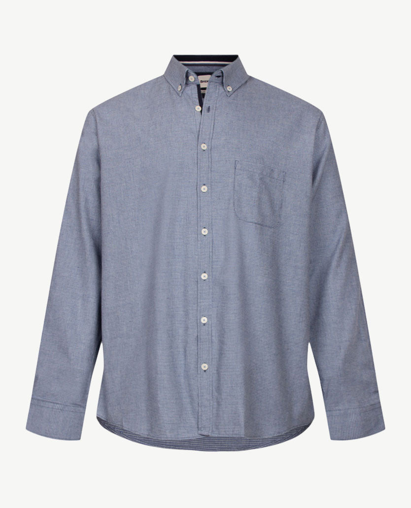Brax - Daniel C - Flanel - pied de poule - Blauw met wit