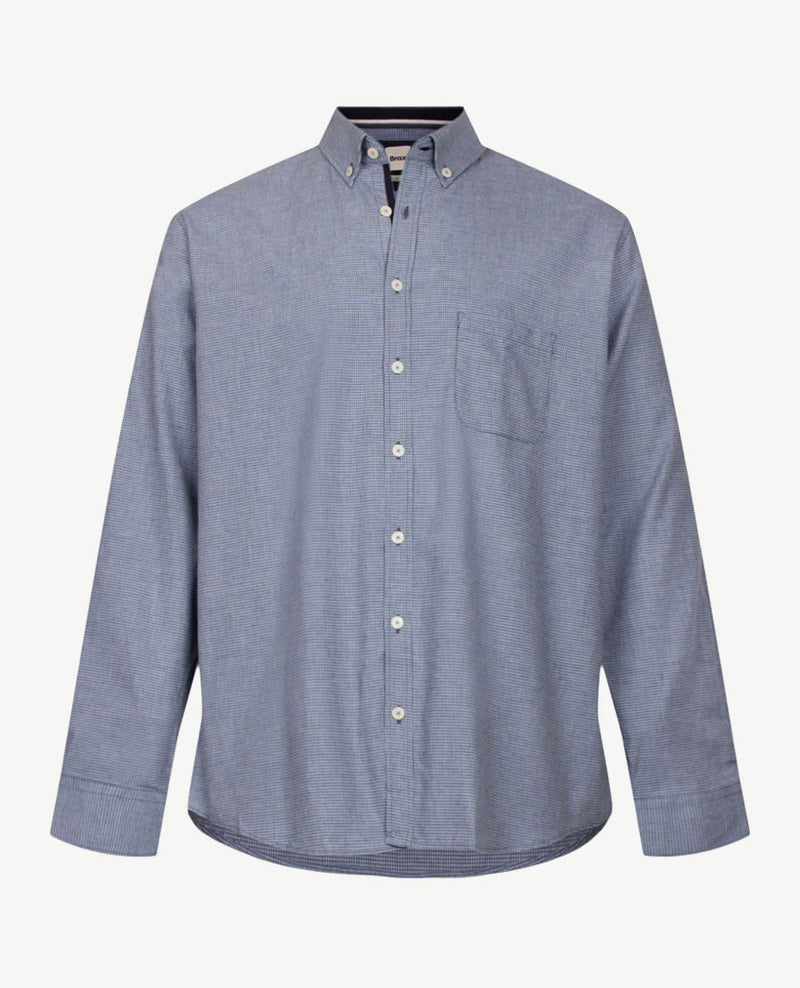 Brax - Daniel C - Flanel - pied de poule - Blauw met wit