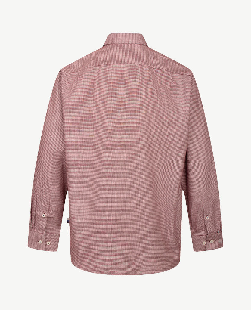 Brax - Daniel C - Flanel - pied de poule - Donker rood met wit