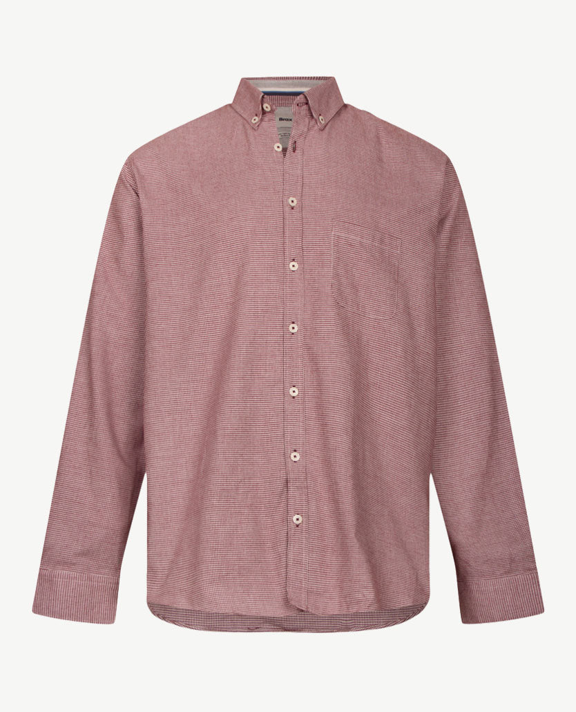 Brax - Daniel C - Flanel - pied de poule - Donker rood met wit