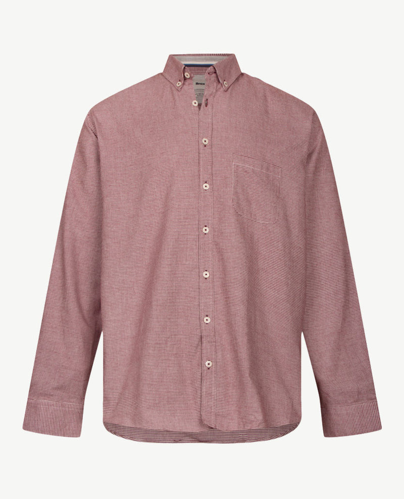 Brax - Daniel C - Flanel - pied de poule - Donker rood met wit