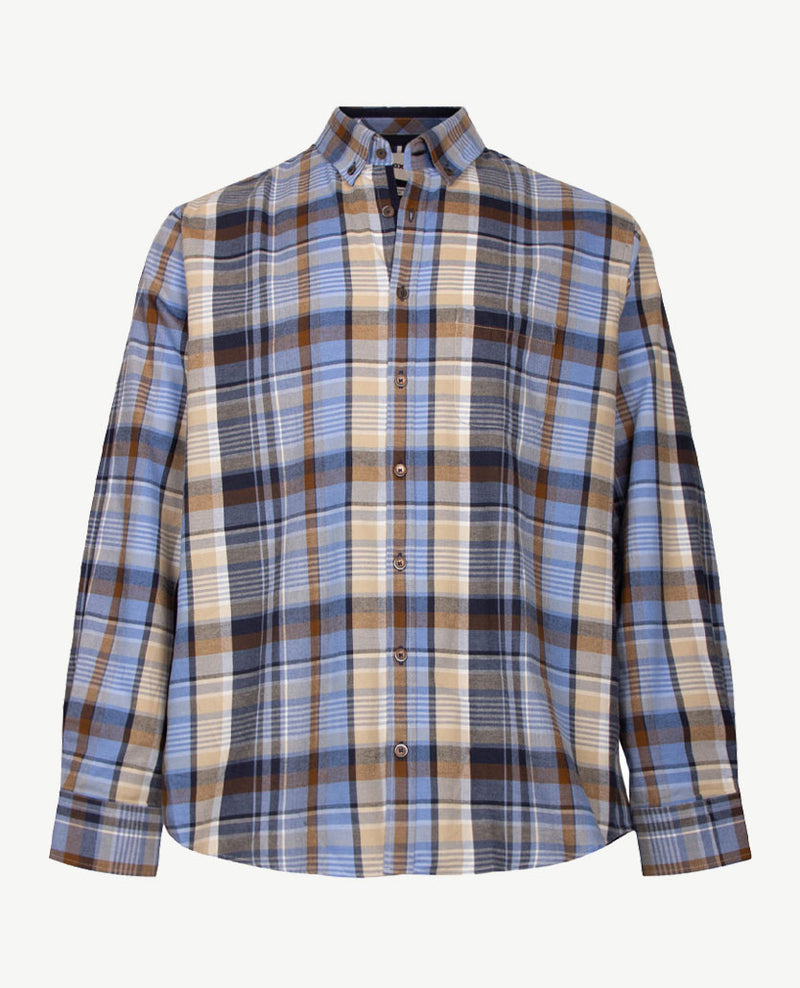 Brax - Daniel C - Flanel - Grote ruit met blue, bruin, beige navy en wit