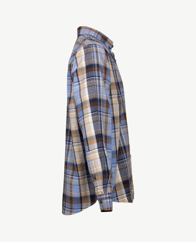 Brax - Daniel C - Flanel - Grote ruit met blue, bruin, beige navy en wit