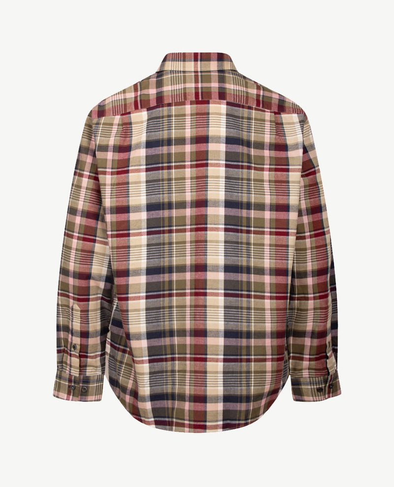 Brax - Daniel C - Flanel - Grote ruit met khaki, navy, bordeaux en rose