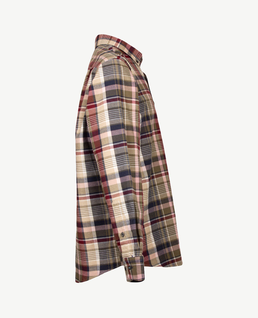 Brax - Daniel C - Flanel - Grote ruit met khaki, navy, bordeaux en rose