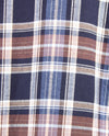 Brax - Daniel C - Flanel - Ruit navy met beige en bruin en wit