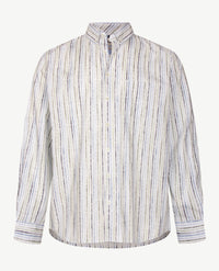 Brax - Daniel S - Overhemd - Streep Navy met kahki, blue en wit