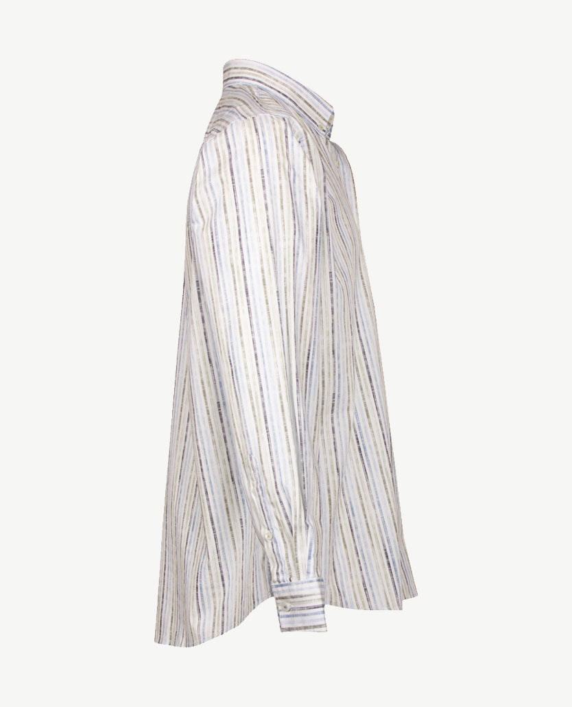 Brax - Daniel S - Overhemd - Streep Navy met kahki, blue en wit