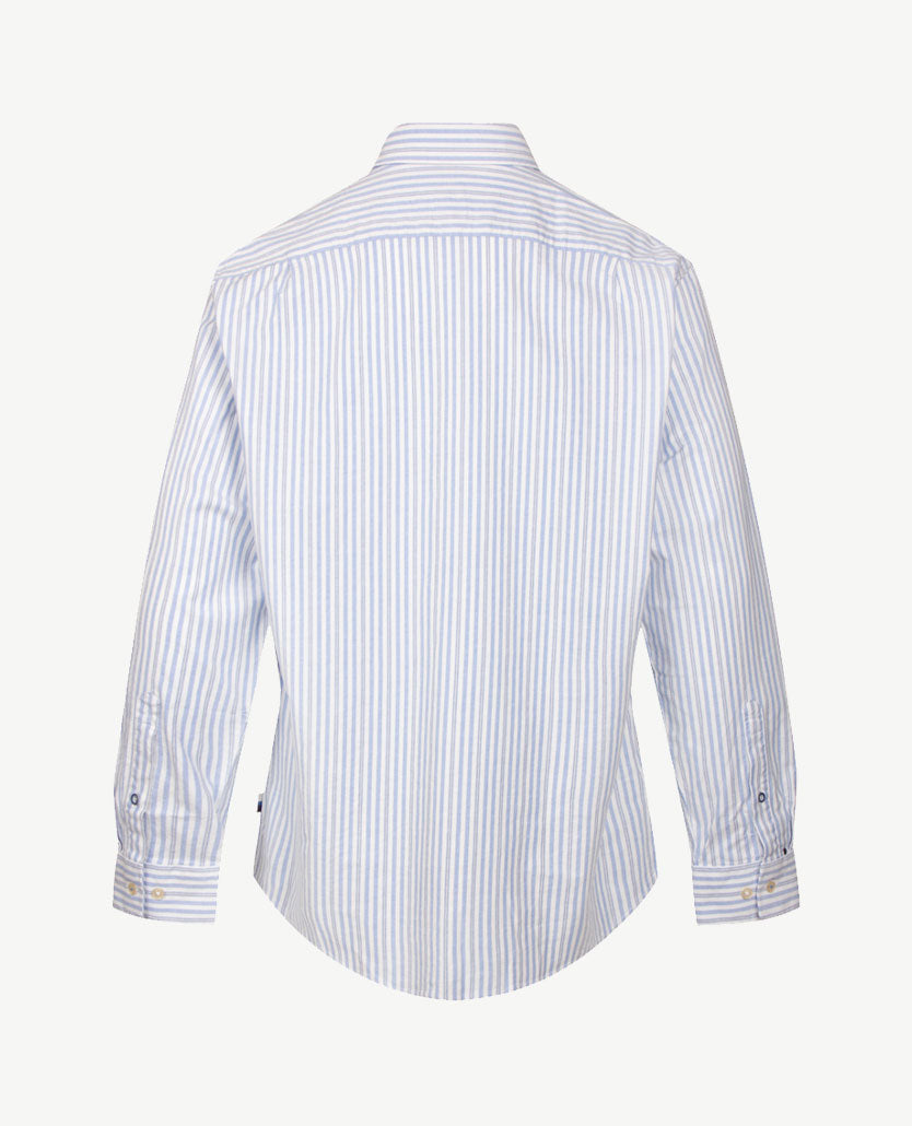 Brax - Daniel S - Overhemd - Oxford - Streep Bleu met wit