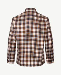 Brax - Kay C - Overhemd in ruitje - Flannel - Navy, wit en cognac