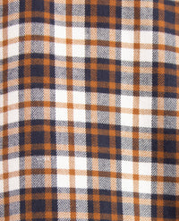 Brax - Kay C - Overhemd in ruitje - Flannel - Navy, wit en cognac