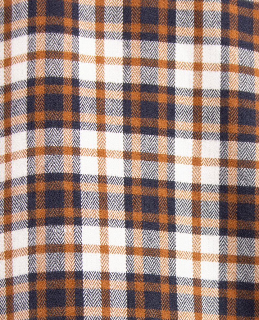 Brax - Kay C - Overhemd in ruitje - Flannel - Navy, wit en cognac