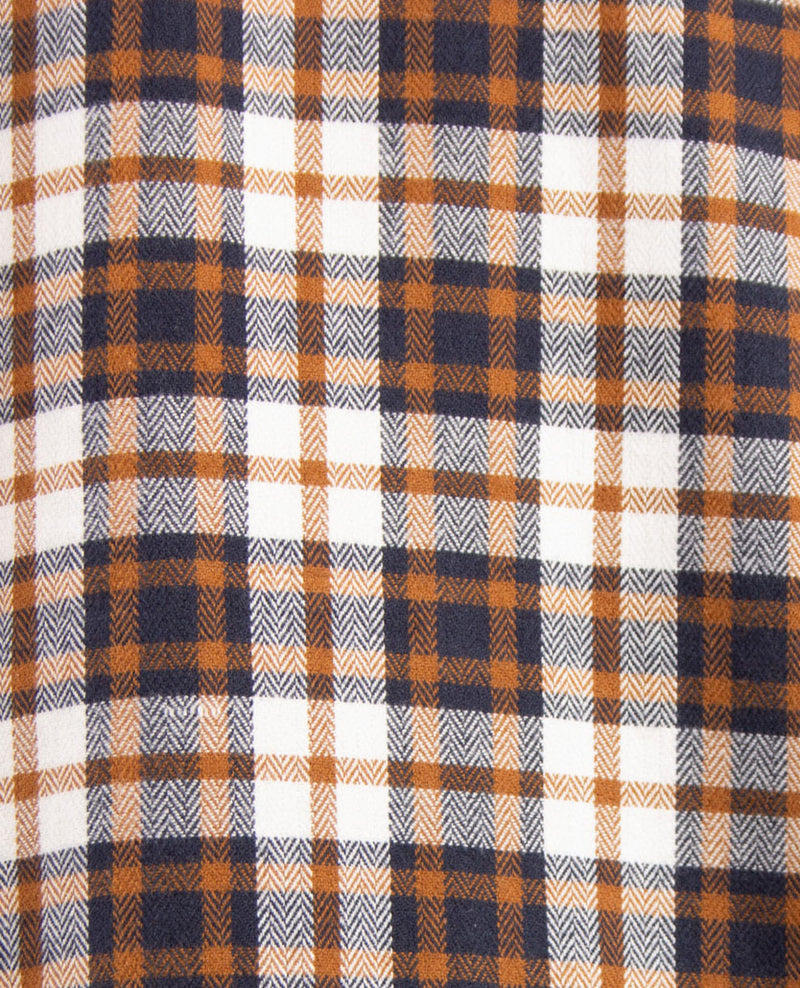 Brax - Kay C - Overhemd in ruitje - Flannel - Navy, wit en cognac