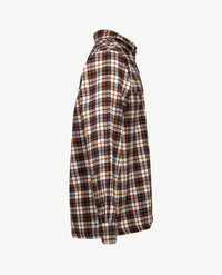Brax - Kay C - Overhemd in ruitje - Flannel - Navy, wit en cognac