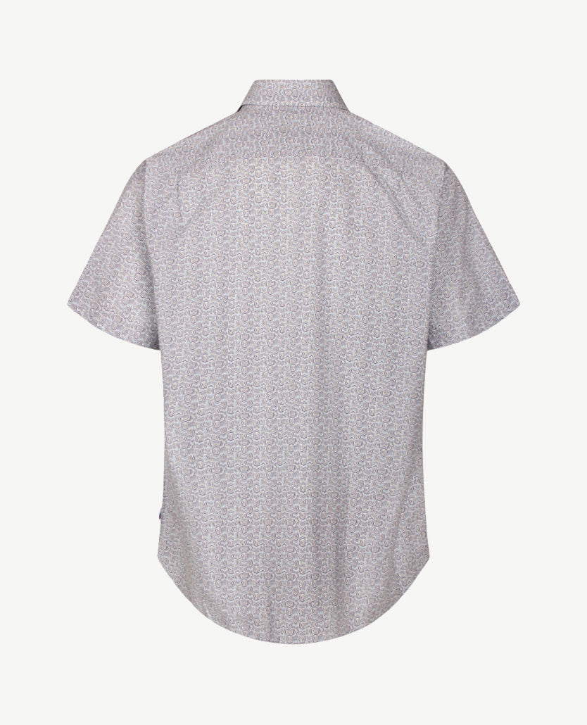 Brax - Dan P - Overhemd - Dessin golfjes blauw, wit en bleu en khaki