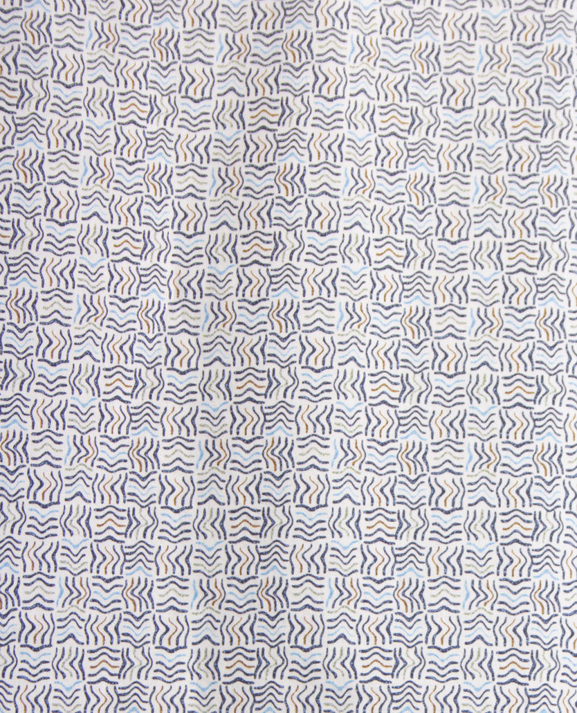 Brax - Dan P - Overhemd - Dessin golfjes blauw, wit en bleu en khaki