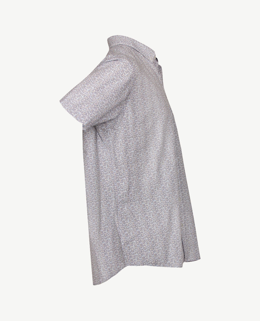 Brax - Dan P - Overhemd - Dessin golfjes blauw, wit en bleu en khaki