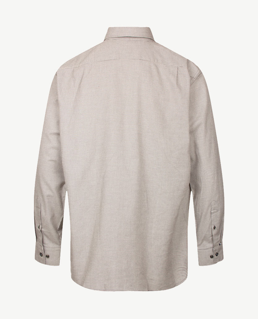 Brax - Herenoverhemd - Daniel C - Flanel - pied de poule - Grijs met wit