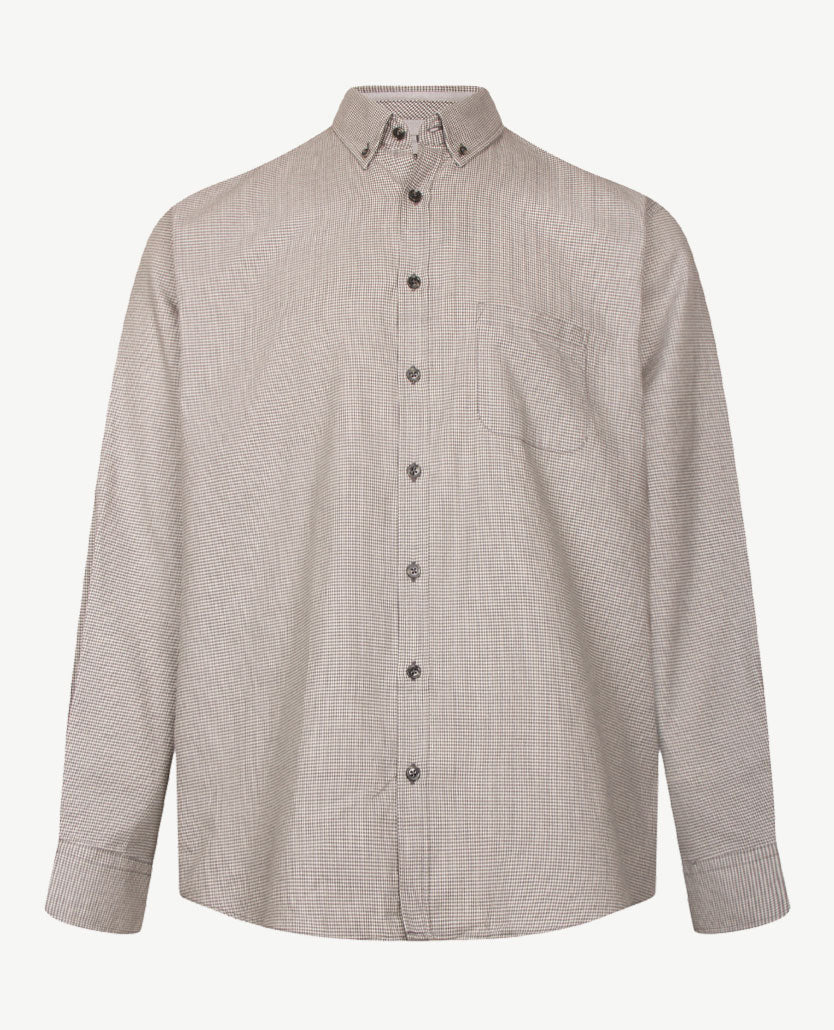 Brax - Herenoverhemd - Daniel C - Flanel - pied de poule - Grijs met wit
