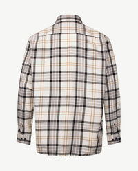 Brax - Overhemd heren - Daniel C - Flanel - Grote ruit - Antraciet met beige en off-white