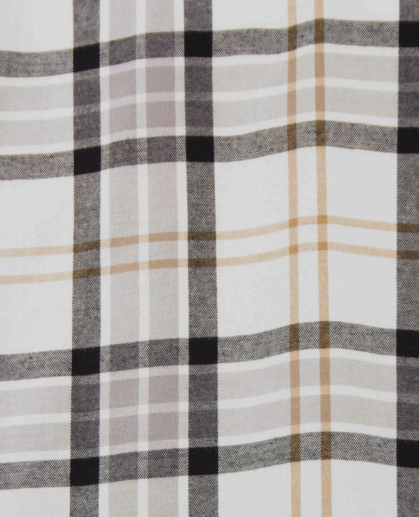 Brax - Overhemd heren - Daniel C - Flanel - Grote ruit - Antraciet met beige en off-white