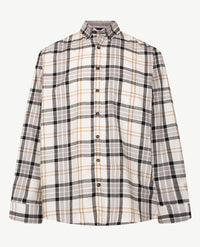 Brax - Overhemd heren - Daniel C - Flanel - Grote ruit - Antraciet met beige en off-white