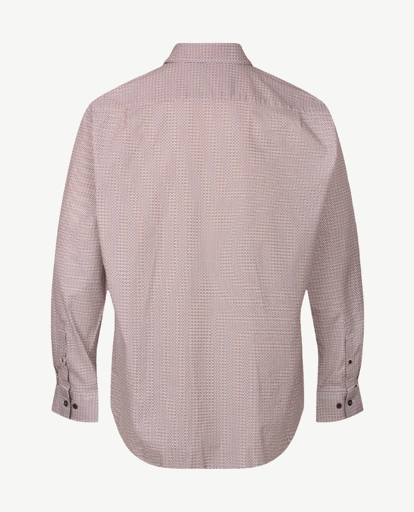Brax - Herenoverhemd - Daniel P - Werkje met navy, choco en off-white