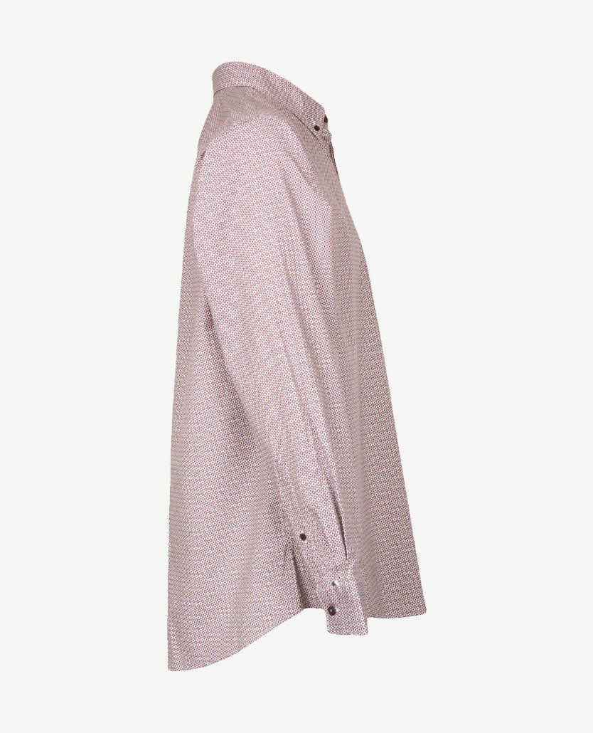 Brax - Herenoverhemd - Daniel P - Werkje met navy, choco en off-white