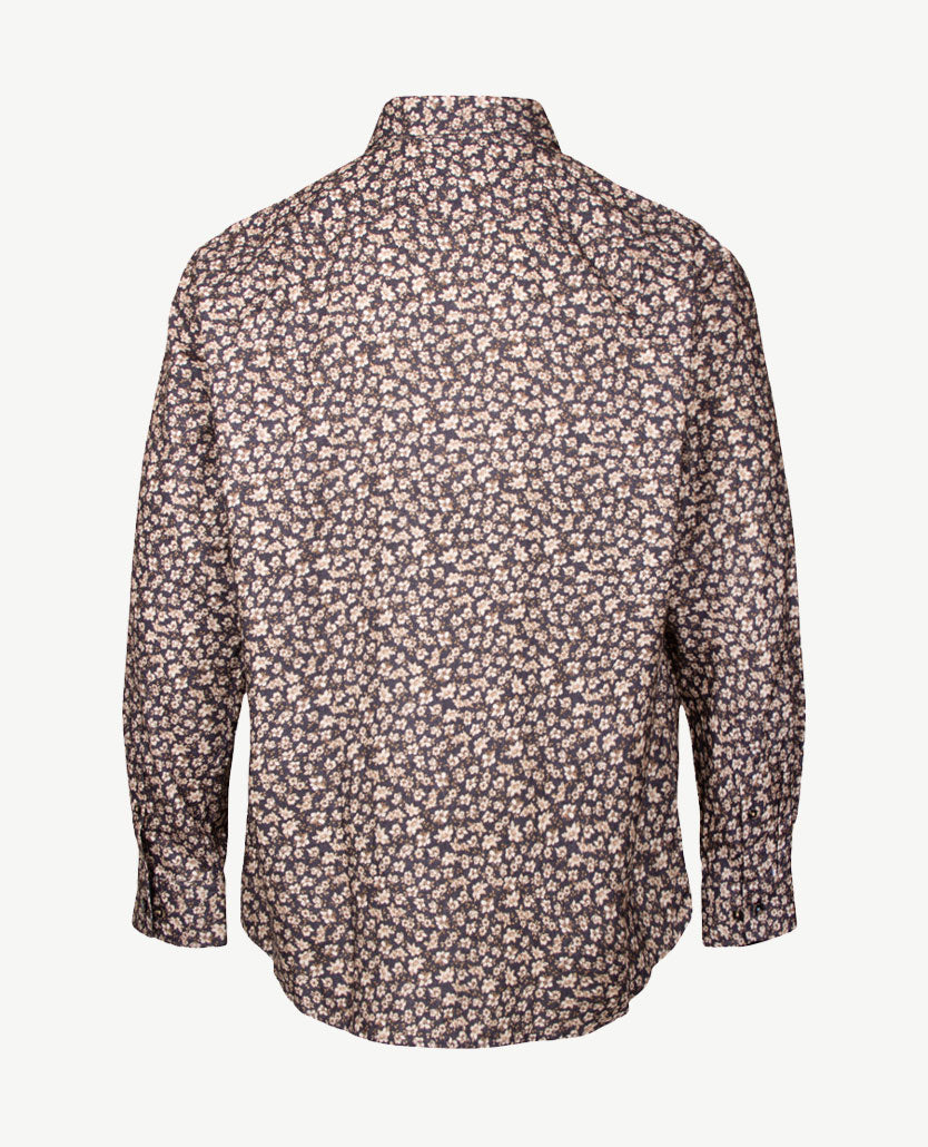 Brax - Overhemd heren - Harold P - Dessin navy, beige en off-white