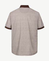 Brax - Polo Perry P - Jersey - Dessin choco met off-white en beige
