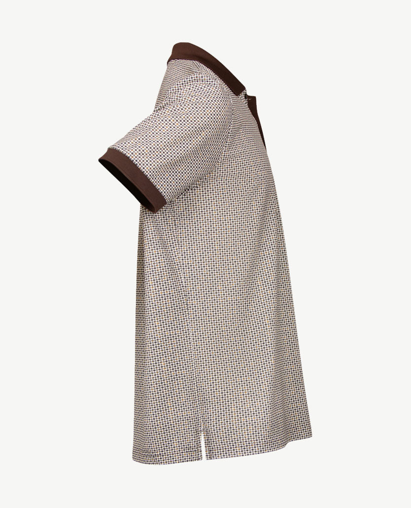 Brax - Polo Perry P - Jersey - Dessin choco met off-white en beige