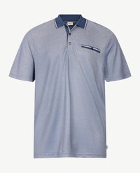Brax - Polo Petter - Jersey - Denim met wit pinpoint