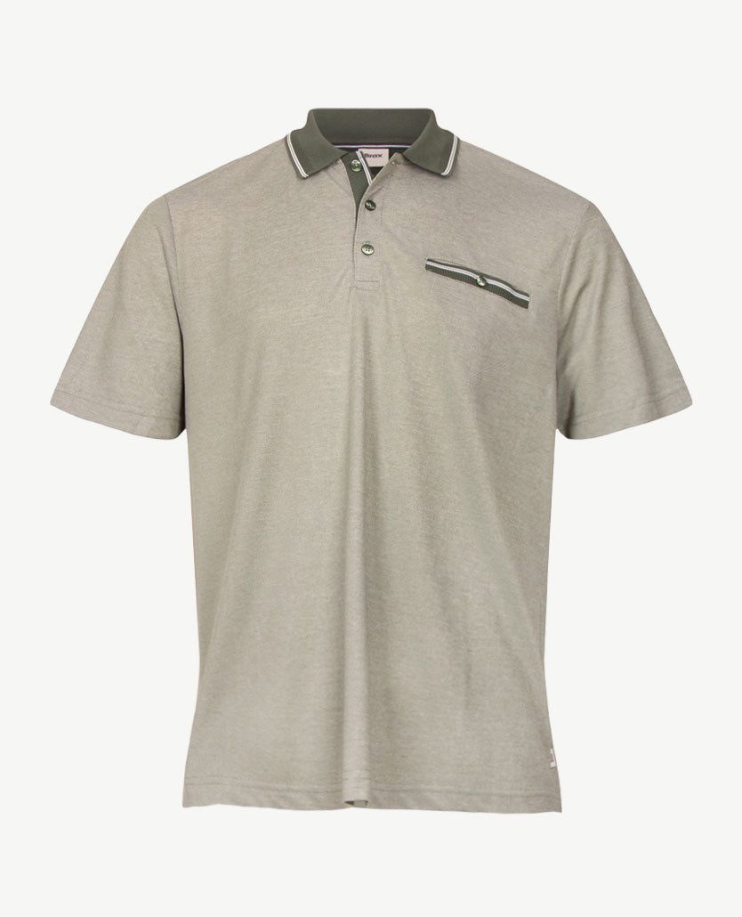 Brax - Polo Petter - Jersey - Kakhi met wit pinpoint