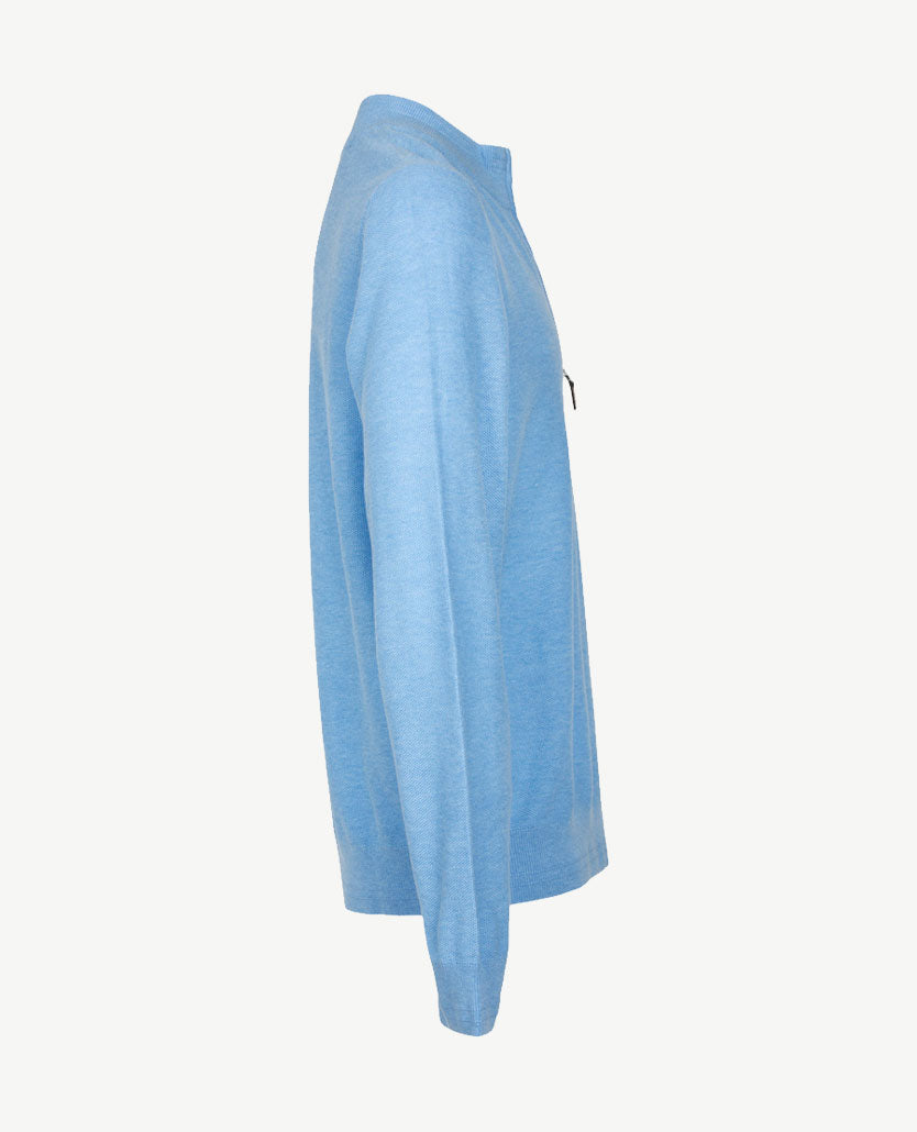 Brax - Gebreide polo Steffen - katoen - met rits - Pool blauw