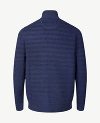 Brax - Gebreide herenpolo Steffen - met rits - Rafblauw