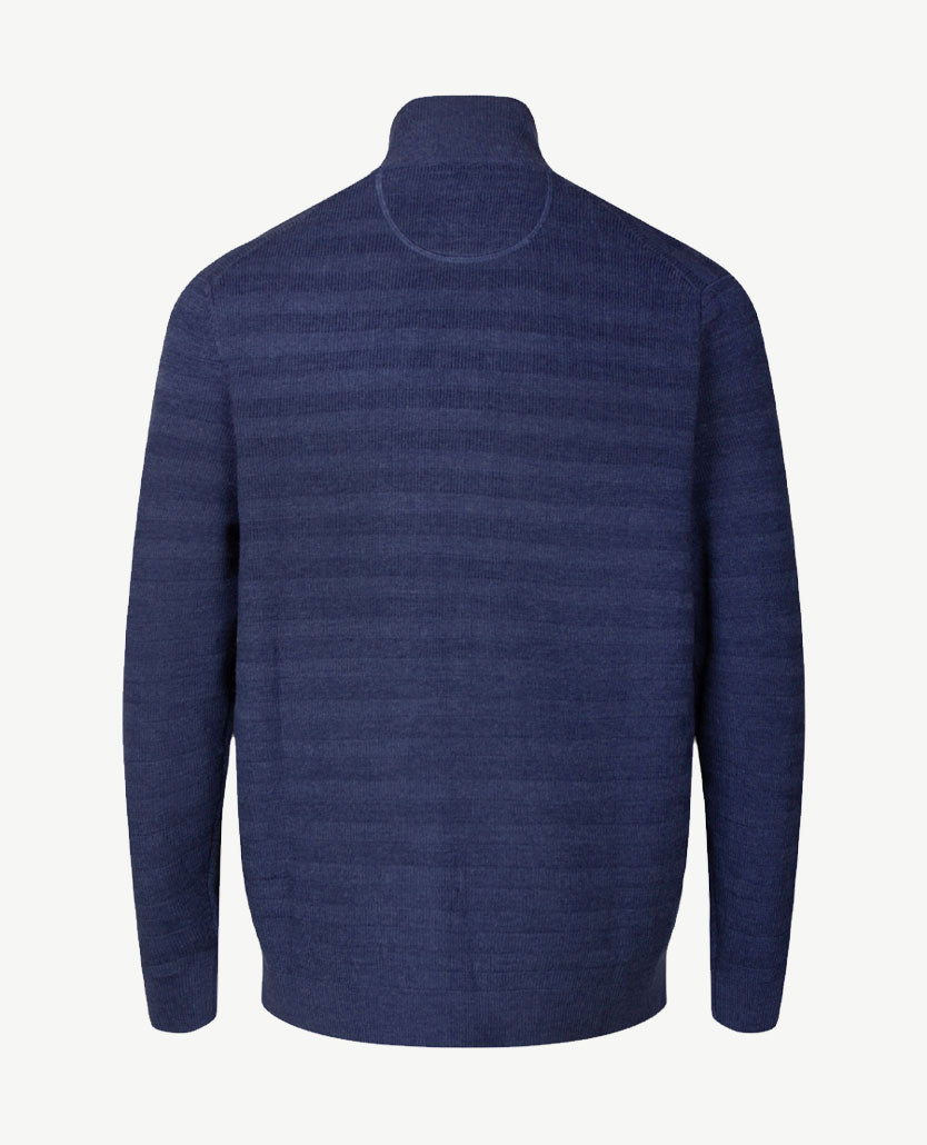 Brax - Gebreide herenpolo Steffen - met rits - Rafblauw