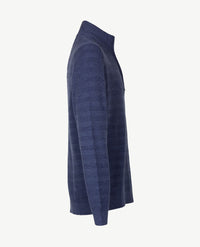 Brax - Gebreide herenpolo Steffen - met rits - Rafblauw