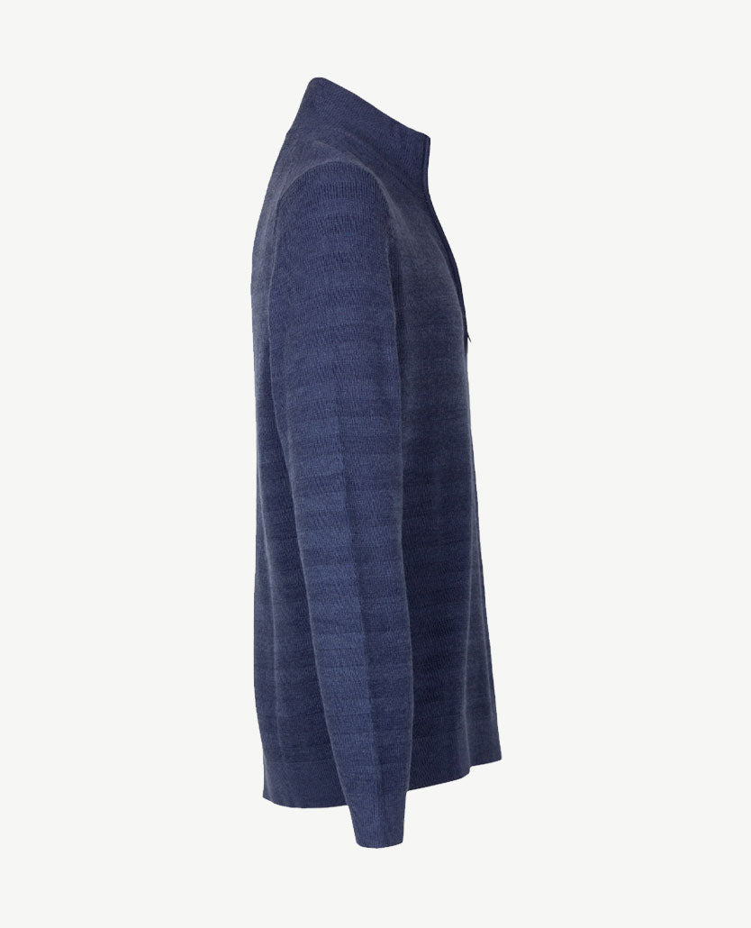 Brax - Gebreide herenpolo Steffen - met rits - Rafblauw