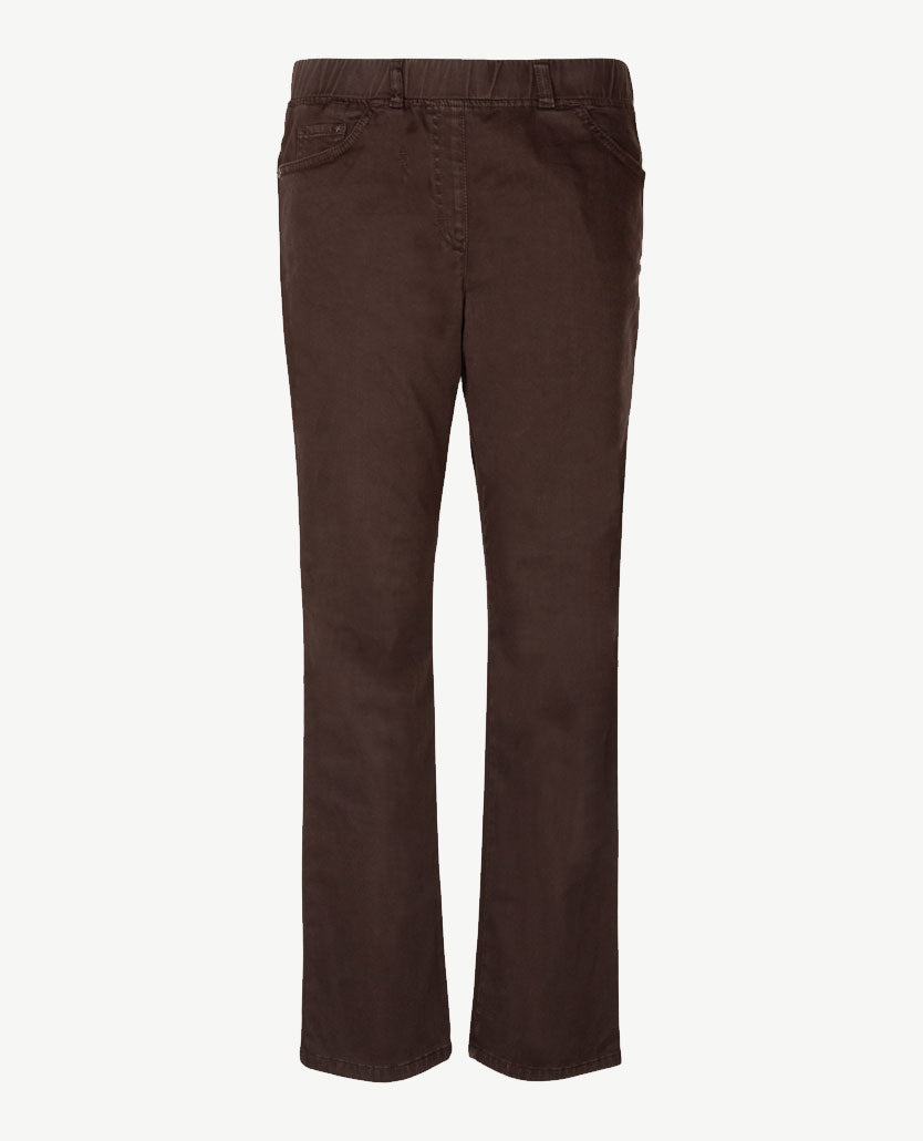 Brax Raphaela - Lavina Straight - Instapbroek dames met elastische band - Katoen - Choco