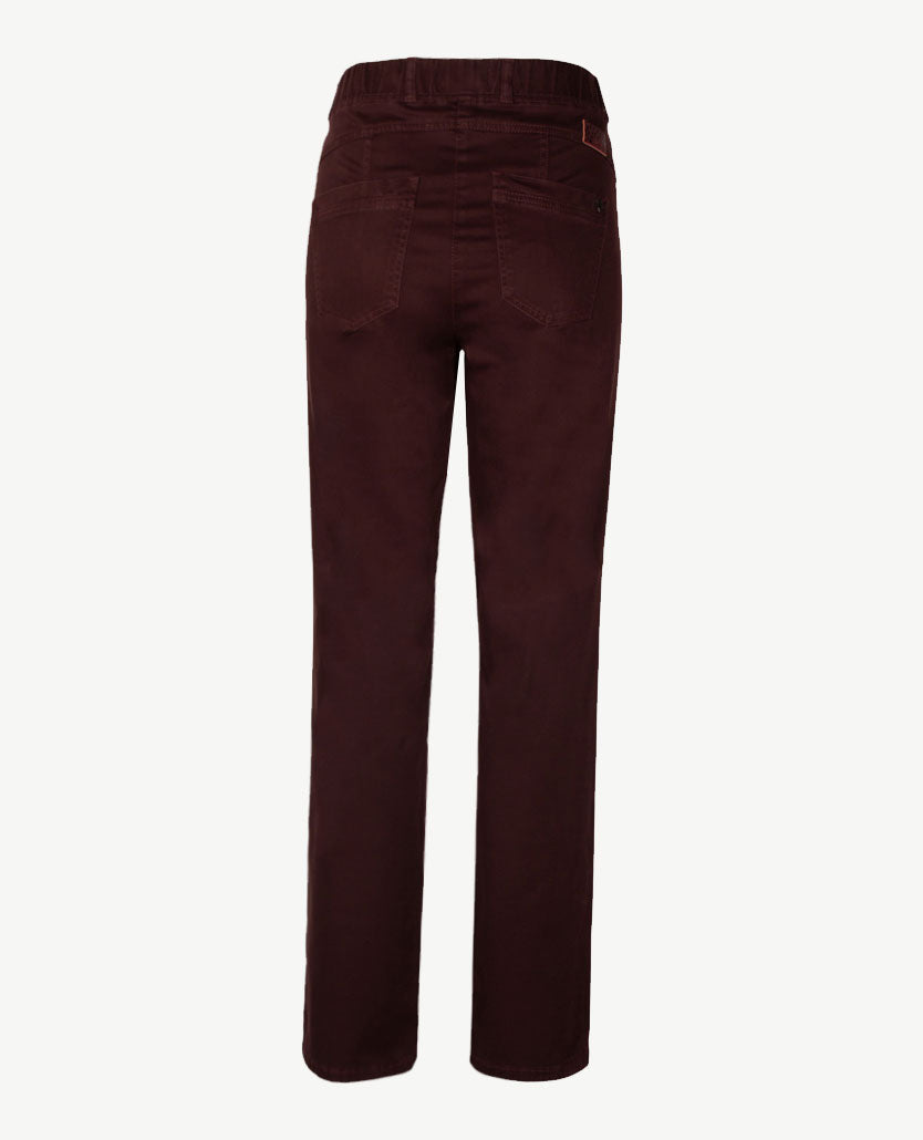 Brax Raphaela - Lavina Straight - Instapbroek dames met elastische band - Katoen - Merlot